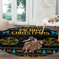 Cowboy Merry Christmas Round Carpet