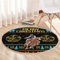 Cowboy Merry Christmas Round Carpet