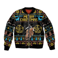 Cowboy Merry Christmas Sleeve Zip Bomber Jacket DT04 - Wonder Print Shop