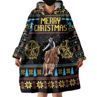 Cowboy Merry Christmas Wearable Blanket Hoodie DT04 - Wonder Print Shop