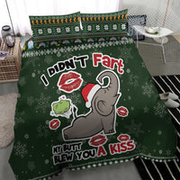 Elephant I Didnt Fart My Butt Blew You A Kiss Bedding Set Elephant Christmas DT04 - Wonder Print Shop