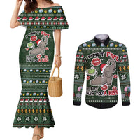 Elephant I Didnt Fart My Butt Blew You A Kiss Couples Matching Mermaid Dress and Long Sleeve Button Shirt Elephant Christmas