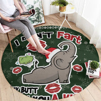Elephant I Didnt Fart My Butt Blew You A Kiss Round Carpet Elephant Christmas
