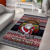 Hockey Checking It Once Checking It Twice Area Rug Santa Playing Ice Hockey Christmas DT04 - Wonder Print Shop