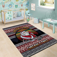 Hockey Checking It Once Checking It Twice Area Rug Santa Playing Ice Hockey Christmas DT04 - Wonder Print Shop