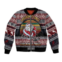 Hockey Checking It Once Checking It Twice Bomber Jacket Santa Playing Ice Hockey Christmas DT04 - Wonder Print Shop