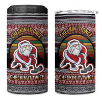 Hockey Checking It Once Checking It Twice 4 in 1 Can Cooler Tumbler Santa Playing Ice Hockey Christmas DT04 - Wonder Print Shop