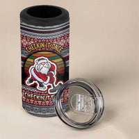 Hockey Checking It Once Checking It Twice 4 in 1 Can Cooler Tumbler Santa Playing Ice Hockey Christmas DT04 - Wonder Print Shop
