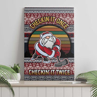 Hockey Checking It Once Checking It Twice Canvas Wall Art Santa Playing Ice Hockey Christmas DT04 - Wonder Print Shop