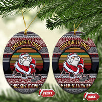 Hockey Checking It Once Checking It Twice Ceramic Ornament Santa Playing Ice Hockey Christmas DT04 - Wonder Print Shop