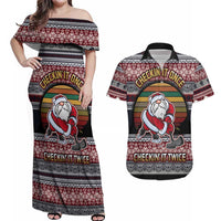 Hockey Checking It Once Checking It Twice Couples Matching Off Shoulder Maxi Dress and Hawaiian Shirt Santa Playing Ice Hockey Christmas DT04 - Wonder Print Shop