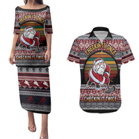 Hockey Checking It Once Checking It Twice Couples Matching Puletasi and Hawaiian Shirt Santa Playing Ice Hockey Christmas DT04 - Wonder Print Shop