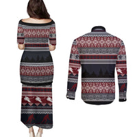 Hockey Checking It Once Checking It Twice Couples Matching Puletasi and Long Sleeve Button Shirt Santa Playing Ice Hockey Christmas DT04 - Wonder Print Shop