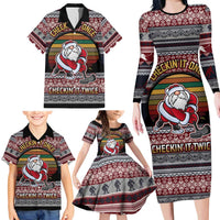 Hockey Checking It Once Checking It Twice Family Matching Long Sleeve Bodycon Dress and Hawaiian Shirt Santa Playing Ice Hockey Christmas DT04 - Wonder Print Shop