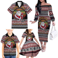 Hockey Checking It Once Checking It Twice Family Matching Off The Shoulder Long Sleeve Dress and Hawaiian Shirt Santa Playing Ice Hockey Christmas DT04 - Wonder Print Shop