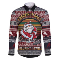 Hockey Checking It Once Checking It Twice Family Matching Off The Shoulder Long Sleeve Dress and Hawaiian Shirt Santa Playing Ice Hockey Christmas DT04 - Wonder Print Shop
