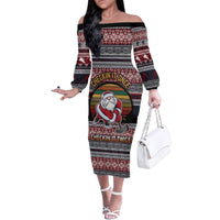 Hockey Checking It Once Checking It Twice Family Matching Off The Shoulder Long Sleeve Dress and Hawaiian Shirt Santa Playing Ice Hockey Christmas DT04 - Wonder Print Shop
