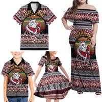 Hockey Checking It Once Checking It Twice Family Matching Off Shoulder Maxi Dress and Hawaiian Shirt Santa Playing Ice Hockey Christmas DT04 - Wonder Print Shop
