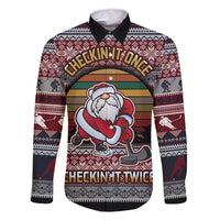 Hockey Checking It Once Checking It Twice Family Matching Off Shoulder Short Dress and Hawaiian Shirt Santa Playing Ice Hockey Christmas DT04 - Wonder Print Shop
