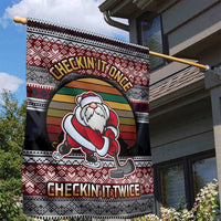 Hockey Checking It Once Checking It Twice Garden Flag Santa Playing Ice Hockey Christmas DT04 - Wonder Print Shop
