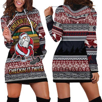 Hockey Checking It Once Checking It Twice Hoodie Dress Santa Playing Ice Hockey Christmas DT04 - Wonder Print Shop