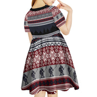 Hockey Checking It Once Checking It Twice Kid Short Sleeve Dress Santa Playing Ice Hockey Christmas DT04 - Wonder Print Shop