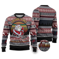 Hockey Checking It Once Checking It Twice Ugly Christmas Sweater Santa Playing Ice Hockey Christmas DT04 - Wonder Print Shop