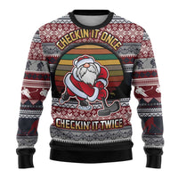 Hockey Checking It Once Checking It Twice Ugly Christmas Sweater Santa Playing Ice Hockey Christmas DT04 - Wonder Print Shop