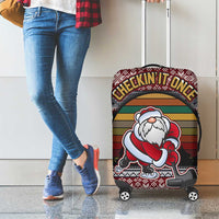 Hockey Checking It Once Checking It Twice Luggage Cover Santa Playing Ice Hockey Christmas DT04 - Wonder Print Shop