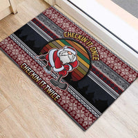 Hockey Checking It Once Checking It Twice Rubber Doormat Santa Playing Ice Hockey Christmas DT04 - Wonder Print Shop