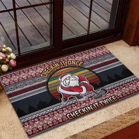 Hockey Checking It Once Checking It Twice Rubber Doormat Santa Playing Ice Hockey Christmas DT04 - Wonder Print Shop