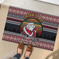 Hockey Checking It Once Checking It Twice Rubber Doormat Santa Playing Ice Hockey Christmas DT04 - Wonder Print Shop