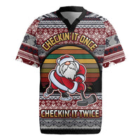 Hockey Checking It Once Checking It Twice Rugby Jersey Santa Playing Ice Hockey Christmas DT04 - Wonder Print Shop