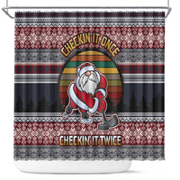 Hockey Checking It Once Checking It Twice Shower Curtain Santa Playing Ice Hockey Christmas