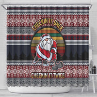 Hockey Checking It Once Checking It Twice Shower Curtain Santa Playing Ice Hockey Christmas