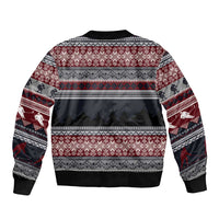 Hockey Checking It Once Checking It Twice Sleeve Zip Bomber Jacket Santa Playing Ice Hockey Christmas DT04 - Wonder Print Shop