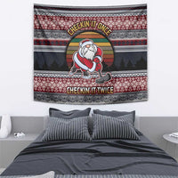 Hockey Checking It Once Checking It Twice Tapestry Santa Playing Ice Hockey Christmas DT04 - Wonder Print Shop
