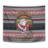 Hockey Checking It Once Checking It Twice Tapestry Santa Playing Ice Hockey Christmas DT04 - Wonder Print Shop
