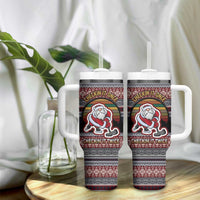 Hockey Checking It Once Checking It Twice Tumbler With Handle Santa Playing Ice Hockey Christmas DT04 - Wonder Print Shop