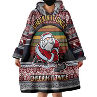 Hockey Checking It Once Checking It Twice Wearable Blanket Hoodie Santa Playing Ice Hockey Christmas DT04 - Wonder Print Shop