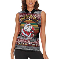 Hockey Checking It Once Checking It Twice Women Sleeveless Polo Shirt Santa Playing Ice Hockey Christmas DT04 - Wonder Print Shop