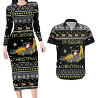 Im Digging Christmas Couples Matching Long Sleeve Bodycon Dress and Hawaiian Shirt Tractor Santa Claus DT04 - Wonder Print Shop