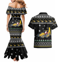 Im Digging Christmas Couples Matching Mermaid Dress and Hawaiian Shirt Tractor Santa Claus DT04 - Wonder Print Shop