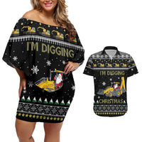 Im Digging Christmas Couples Matching Off Shoulder Short Dress and Hawaiian Shirt Tractor Santa Claus DT04 - Wonder Print Shop