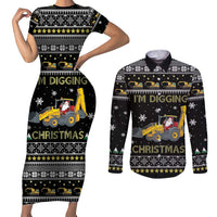 Im Digging Christmas Couples Matching Short Sleeve Bodycon Dress and Long Sleeve Button Shirt Tractor Santa Claus DT04 - Wonder Print Shop
