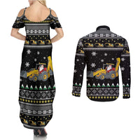 Im Digging Christmas Couples Matching Summer Maxi Dress and Long Sleeve Button Shirt Tractor Santa Claus DT04 - Wonder Print Shop