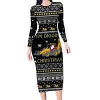 Im Digging Christmas Family Matching Long Sleeve Bodycon Dress and Hawaiian Shirt Tractor Santa Claus DT04 - Wonder Print Shop