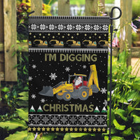 Im Digging Christmas Garden Flag Tractor Santa Claus DT04 - Wonder Print Shop