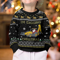 Im Digging Christmas Kid Ugly Christmas Sweater Tractor Santa Claus DT04 - Wonder Print Shop