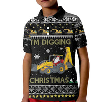 Im Digging Christmas Kid Polo Shirt Tractor Santa Claus DT04 - Wonder Print Shop
